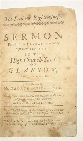 (EARLY AMERICAN IMPRINT.) Whitefield, George. The Lord Our Righteousness.